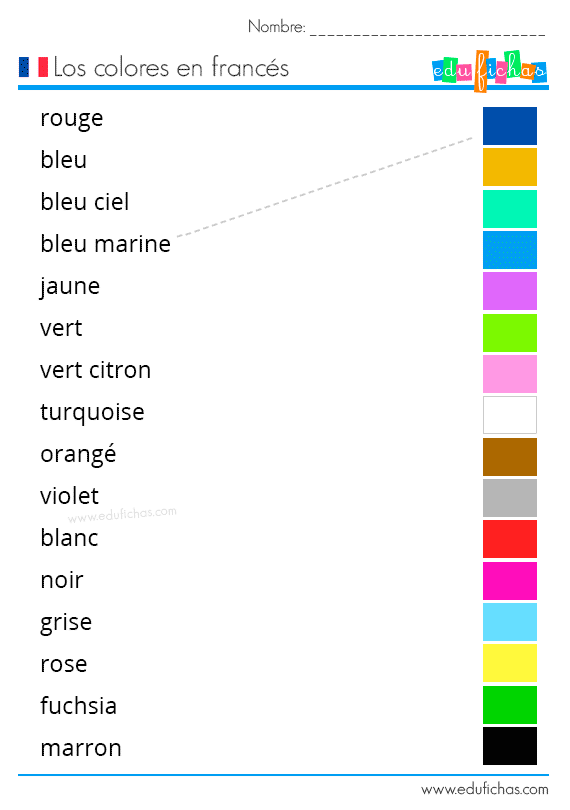 colores en frances primaria