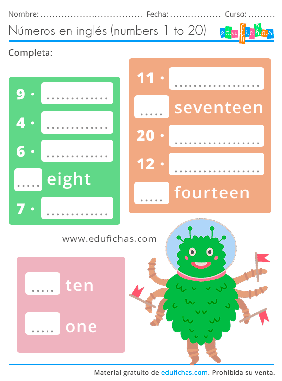 Números en Inglés para Niños. Cardinales, Ordinales, Ejercicios...