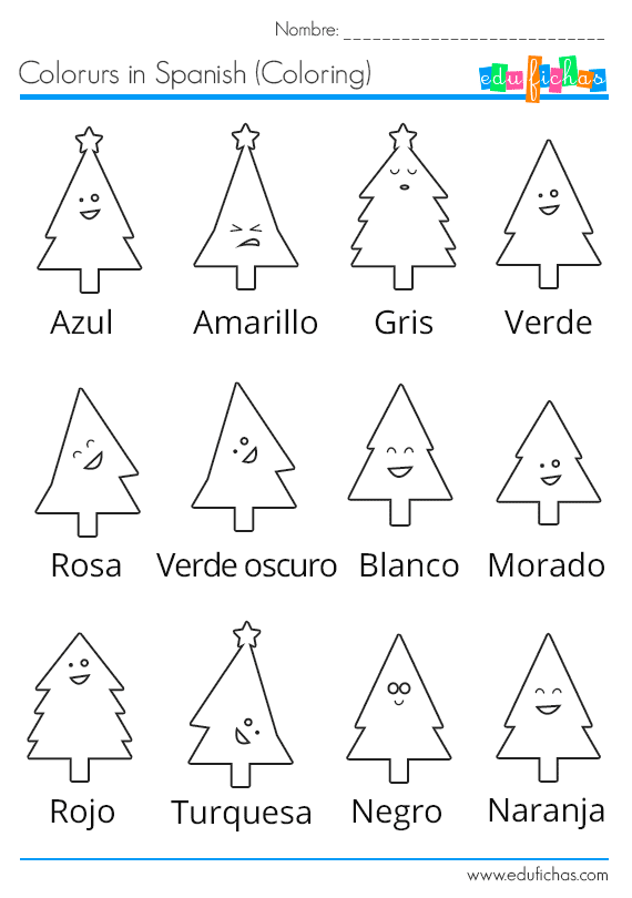 on worksheet idiom Ficha colores idiomas). de Edufichas. Navidad (distintos de