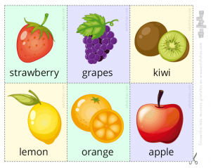 flashcards de frutas en ingles