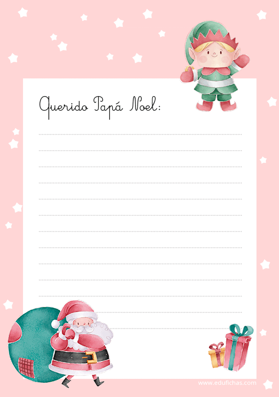 Imprimir Cartas para Papá Noel. Cartas para Colorear GRATIS. PDF