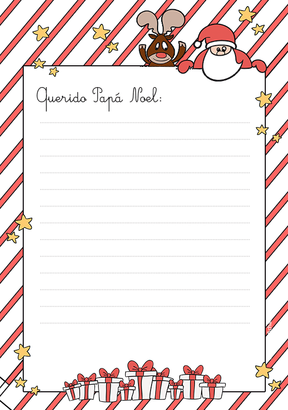 Imprimir Cartas para Papá Noel. Cartas para Colorear GRATIS. PDF