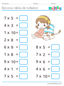 ejercicios para niños de las tablas de multiplicar