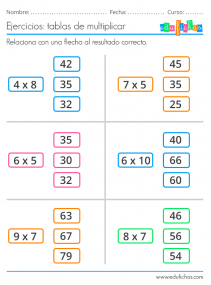 tablas ejercicios para niños