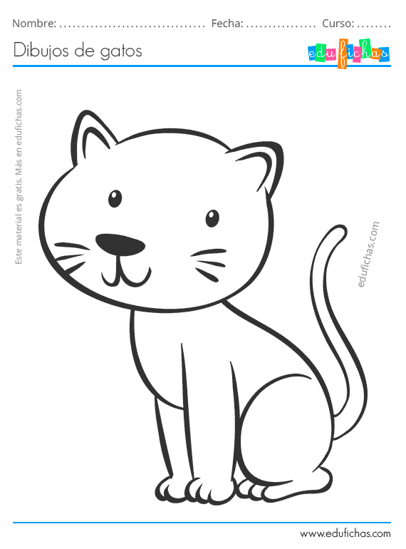 Dibujos de Gatos para Colorear. Imprimir imágenes de Gatos【PDF】