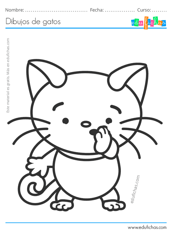 Dibujos de Gatos para Colorear. Imprimir imágenes de Gatos【PDF】