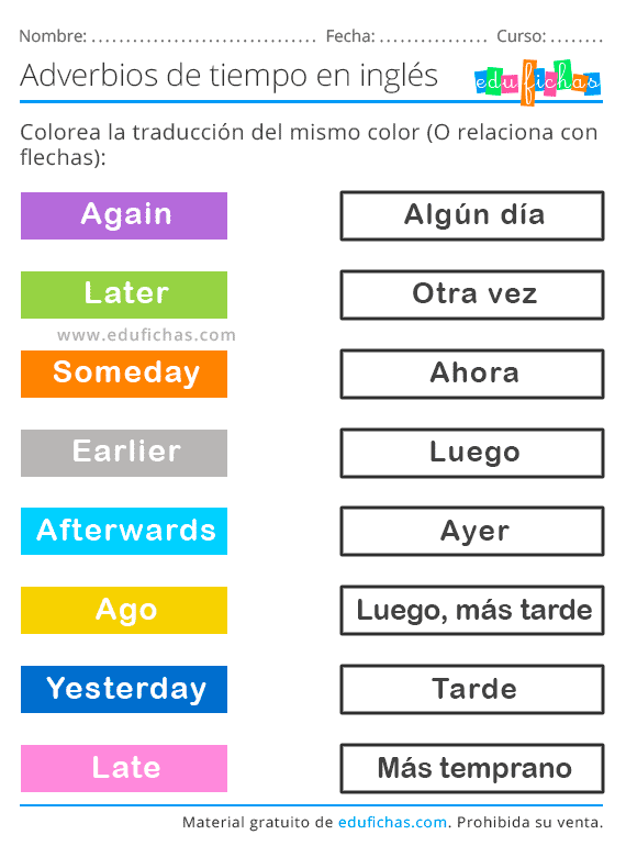 Horas en Inglés para Niños. Vocabulario + Ejercicios Gratis PDF Horas en Inglés para Niños. Vocabulario + Ejercicios Gratis PDF