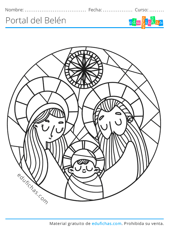 Portal de Belén para Colorear. Descargar Dibujos Gratis PDF
