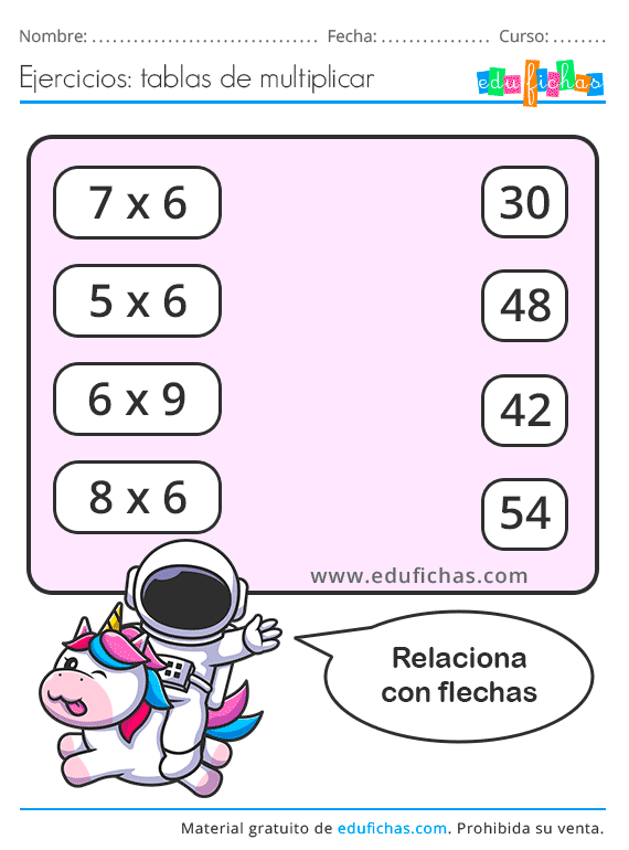 ? Tabla del 6 Fichas + Ejercicios Aprender a Multiplicar GRATIS
