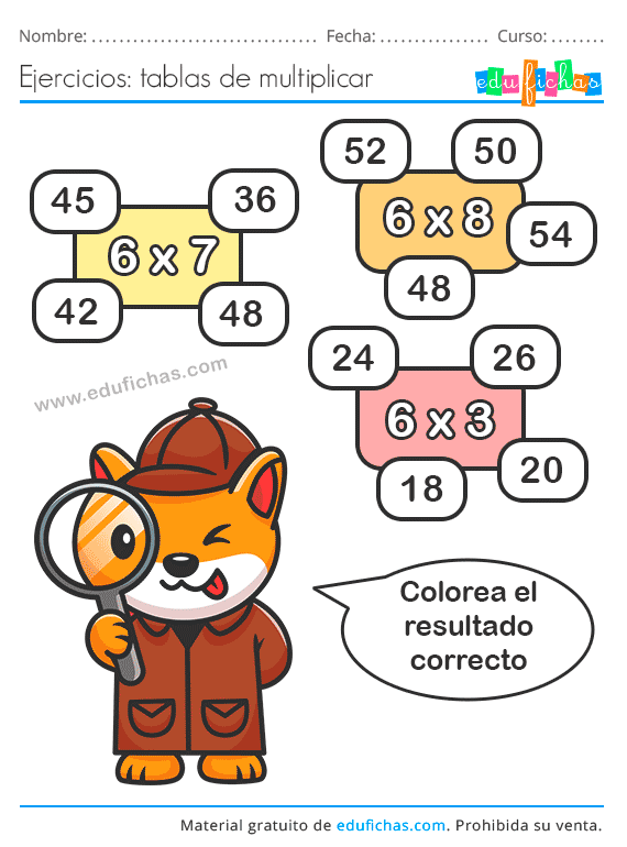 ? Tabla del 6 Fichas + Ejercicios Aprender a Multiplicar GRATIS