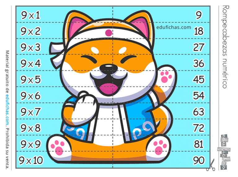 ? Tabla del 9 + Ejercicios + Flashcards + Lapbook . Descarga PDF