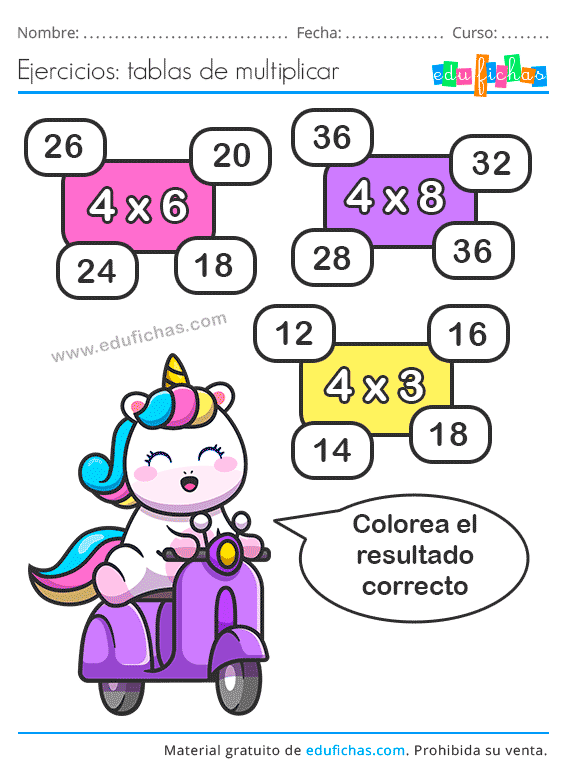 Tabla De Multiplicar Del 4 Fichas Ejercicios Gratis Tablas De Images