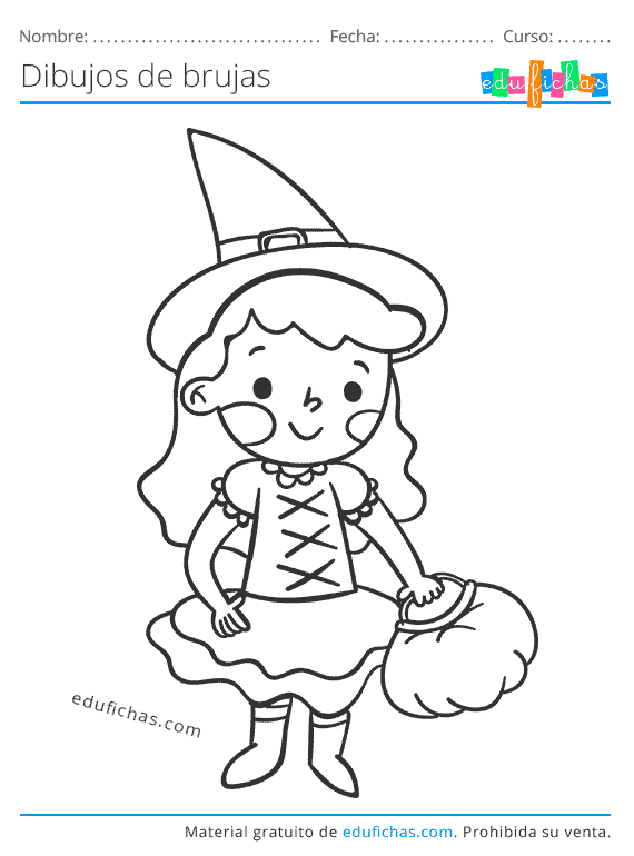 Dibujos de Brujas para Imprimir y Colorear Gratis. Descargar PDF