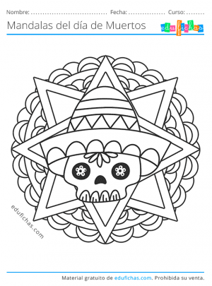 Mandalas del Día de Muertos para Imprimir y Colorear. Descargar PDF.