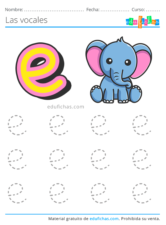Fichas de las Vocales para Niños - Descargar PDF de Escritura GRATIS