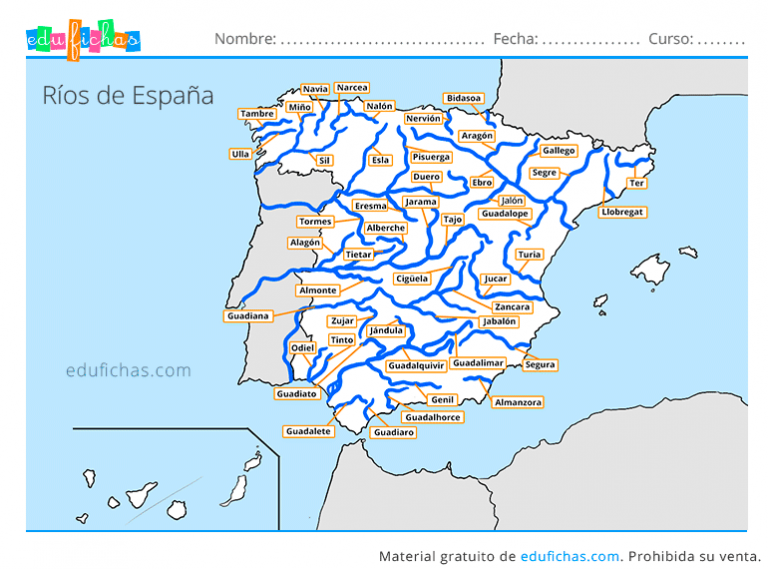 R os De Espa a Mapas Para Imprimir Ejercicios Gratis En PDF