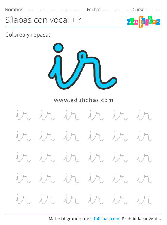 Letra R - Sílabas y Palabras con R - Consonantes para Imprimir (PDF)