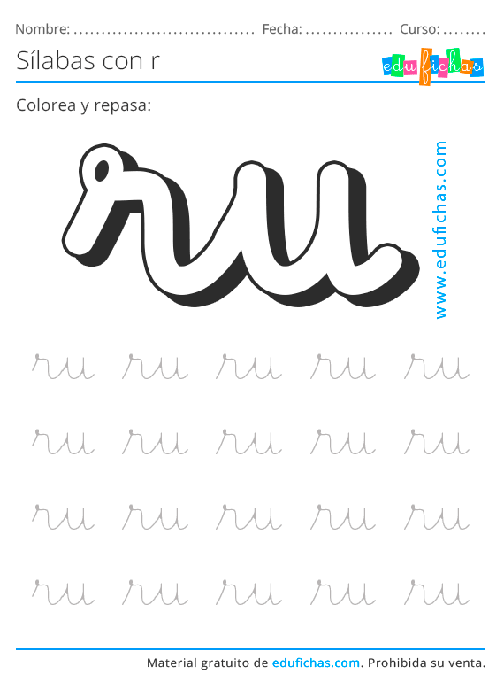 Letra R - Sílabas y Palabras con R - Consonantes para Imprimir (PDF)