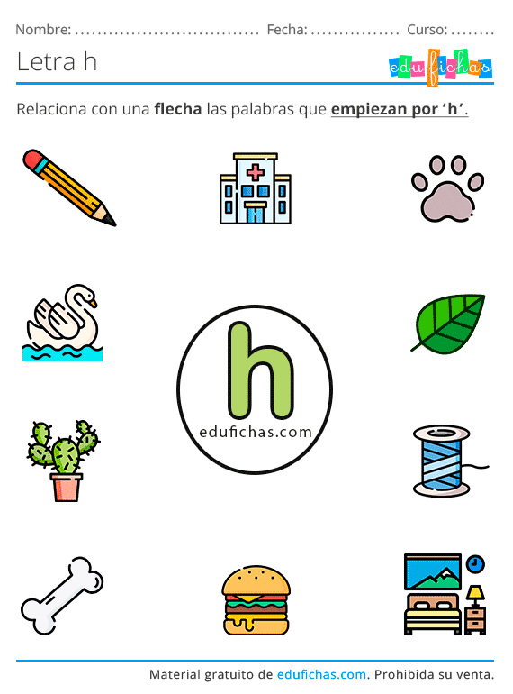 Letra H y sílabas con H Letras Consonantes para Imprimir (PDF)
