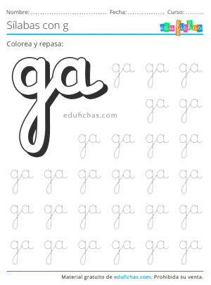 Letra G - Sílabas y Palabras con G - Consonantes para Imprimir (PDF)