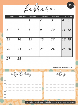 calendario mensual imprimir