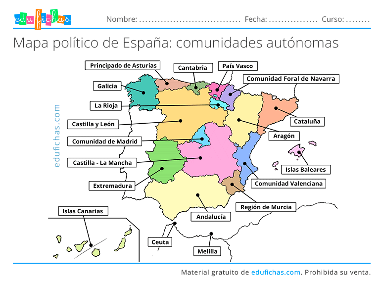 mapa politico comunidades autonomas