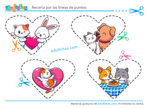 recortar corazones con dibujos