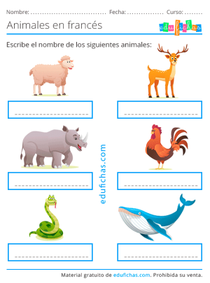 escribir animales en francés
