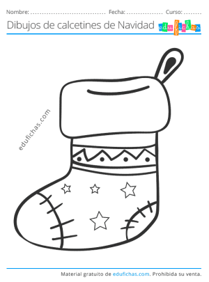 imprimir dibujo de calcetin de navidad pdf