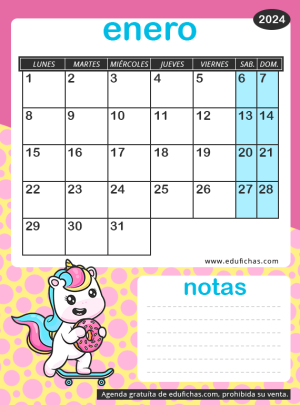 calendario enero 2024
