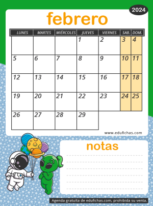 calendario febrero 2024
