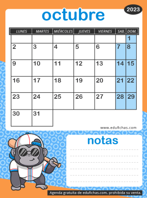 calendario octubre 2023