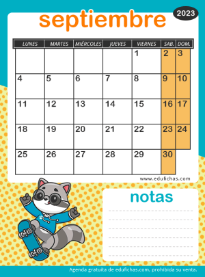 calendario septiembre 2023